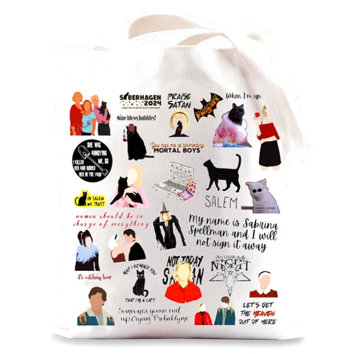 G2TUP Teenage Witch Salem The Cat 90'S Witch Tote Bag Sabrina Spellman Funny Shopping Bag