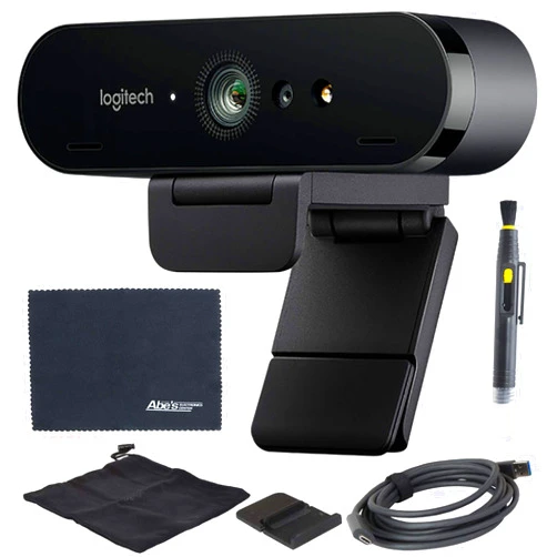 AOM Logitech BRIO UHD 4K Webcam: (960-001105) with RightLight 3 and HDR Technology + AOM Bundle Kit