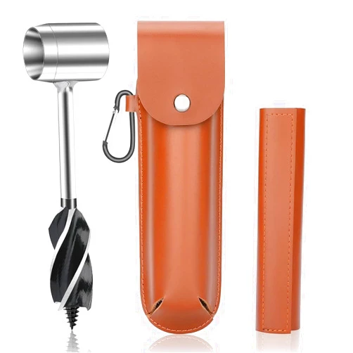 Fixinus Survival Tool for Bushcraft Settlers, Manual Drill Wrench with Protective Case and Hook, Scotch Eye Auger Drill and Hand Hole Maker for Camping, Outdoor, Bushcrafting
