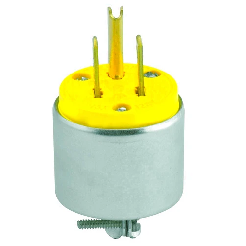 Leviton, Yellow 515PA 15 Amp, 125 Volt, Armored Grounding Plug, Size