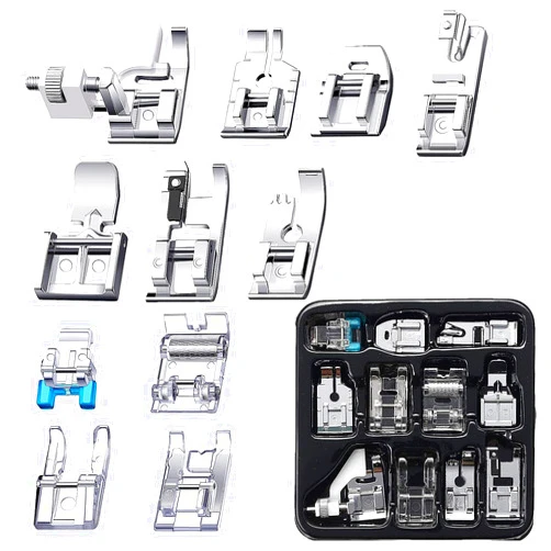 Tatiwoo 11Pcs Presser Foot Set, Zig Zag, Straight Stitch Foot, Roller Foot, Snap On Sewing Machine Foot Presser Feet Set for Singer, Brother, Janome Low Shank Sewing Machines