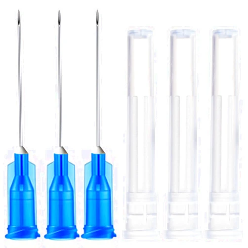 Expesumas 100 Pack 23Ga 1Inch Sterile Disposable Injection Needle with Cap for Scientific and Industrial Dispensing Needle Accessories