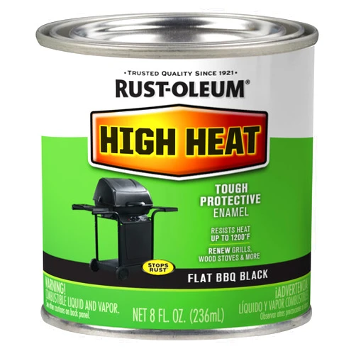 Rust-Oleum 7778730 High Heat Brush Protective Enamel Paint, Half Pint, Flat BBQ Black