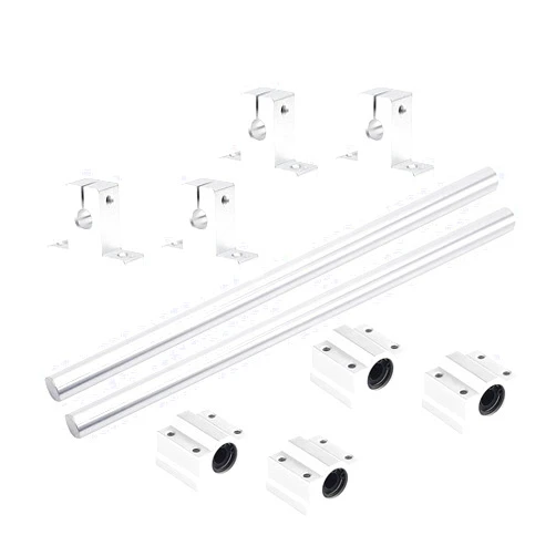 NUIBBYED 2PCS 8mm X 500mm Linear Motion Rod Shaft Guide with 4 PCS SCS8UU Ball Bearings & 4 PCS SK8 Aluminum Rail Support, Linear Motion Rod Guide Set for CNC and DIY Craft Tool (Diameter 8mm, 500mm)