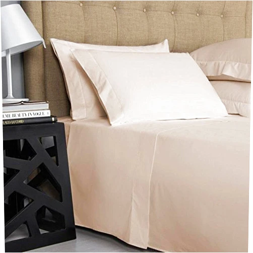 Sophia Cotton Club Luxury 1800 Thread Count Heavy Egyptian Cotton 4-PCs Sheet Set Fits Mattress 21-24'' Fully Elastic Deep Pocket (Queen Size) (Solid, Ivory)