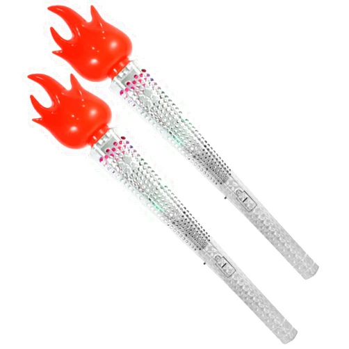 Luxshiny Fun Torch Toy, Kids Plastic Torch Toy O-lympic Torch Artificial Firewood Toys Flame Prop for O-lympic Games Medieval Luau Themed Party Sports Competitions 2Pcs