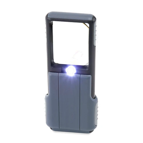 Carson MiniBrite LED Lighted Slide-Out Aspheric Magnifier with Protective Sleeve (PO-55), 5X, Gray