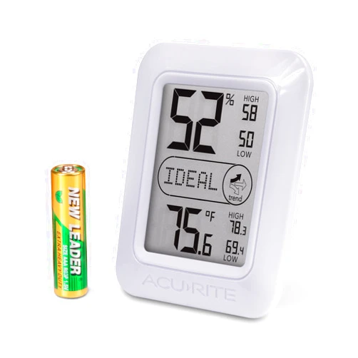 AcuRite Indoor Digital Thermometer & Hygrometer with Temperature and Humidity Gauge and Comfort Levels (01131M) , White