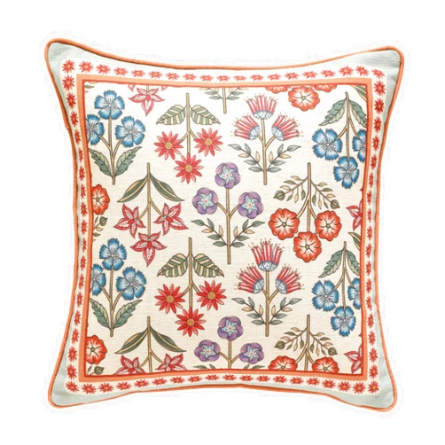 Bilin gaier Blue Throw Pillow Covers Set of 1,Cottage Rustic Farmhouse with Wild Flowers Pattern Linen Pillowcases,Decorative Square Pillows Cushion Cover for Couch Sofa Bed Chair Car,18x18 Inches