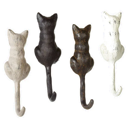 MIDWEST-CBK Cutsey Cat Tail 6 x 2 Cast Iron Wall Hook, Set of 4