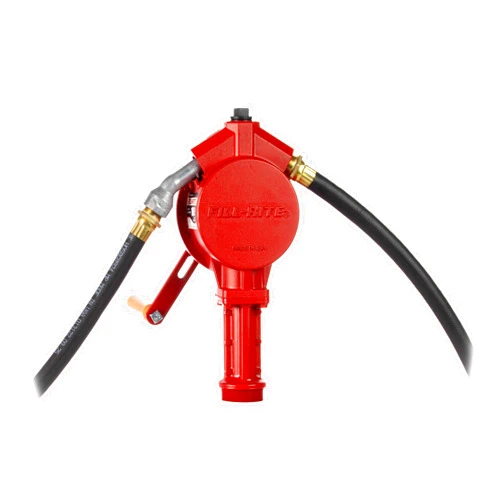 Fill-Rite FR112 Fuel Transfer Rotary Hand Pump w/Discharge Hose, Straight Spout, Vacuum Breaker, & Suction Pipe