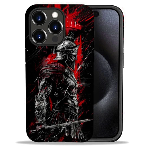 Yicomon Compatible with iPhone 15 Pro Max Case，Warrior Gladiator Pattern Print Phone Case Durable Fashion Funny Liquid Silicone Case Soft Anti-Scratch Shockproof Protective Cover