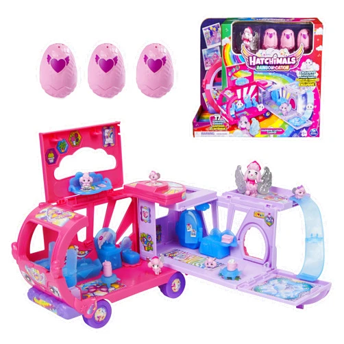 Hatchimals CollEGGtibles, Transforming Rainbow-Cation Camper Toy Car with 6 Exclusive Characters, 10 Accessories, Kids Toys for Girls Ages 5 and up