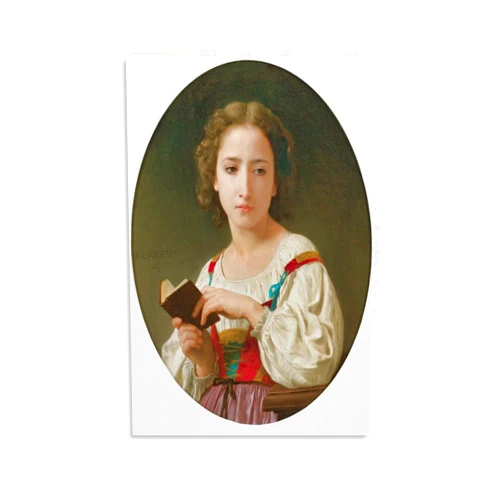AORUEY William-Adolphe Bouguereau_The Book Of Hours (1867) Poster Canvas Poster Wall Art Picture Prints Hanging Photo Gift Idea Decor Home Posters Artworks 08x12inch(20x30cm)