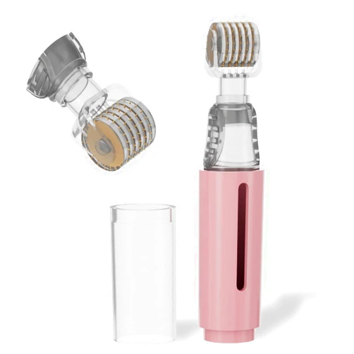 TIDEWISH Derma Roller with Liquid Reservoir Serum Applicator for Lips, Skin, Hair, Wrinkles, Easy to Use Face Roller Skin Care Tools Without Serum, 105 Titanium Needles 0.25 mm