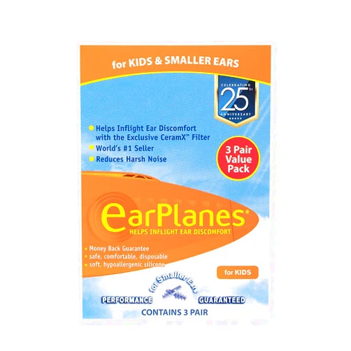 Earplanes Original Children's EarPlanes by Cirrus Healthcare Ear Plugs Airplane Travel Ear Protection 3 Pair BONUS VALUE PACK