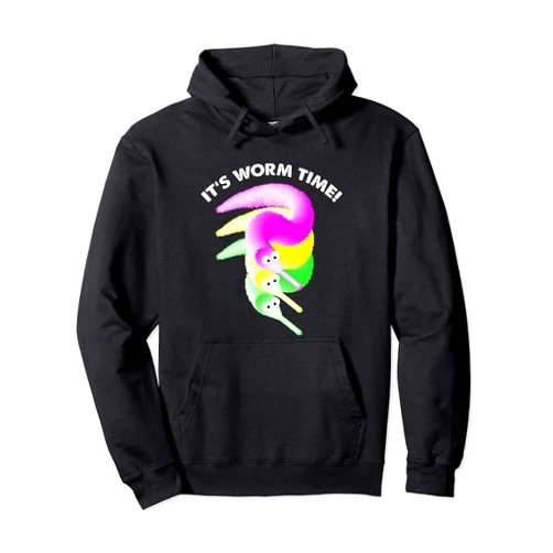 Magic Fuzzy Worm on a String It's Worm Time Hoodie, Magic Fuzzy Worms Toy on a String Pullover Hoodie