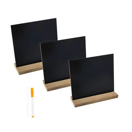 DSTELIN 5 X 6 Inches Mini Tabletop Chalkboard Signs with Vintage Style Wood Base Stands, Set of 3