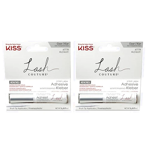 KISS Lash Couture, Lash Glue, Super Strong Strip Lash Adhesive, White, Includes Lash Adhesive, Long Lasting Wear, Can Be Used with Strip Lashes and Lash Clusters (Pack of 2)
