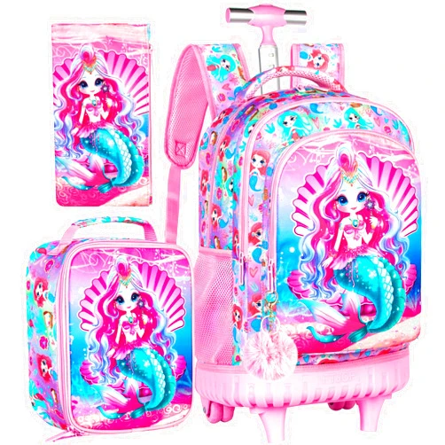 AGSDON 3PCS Rolling Backpack for Girls, 20
