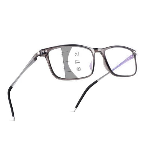 SKYOAK Superior Extremely Light Progressive Multifocus Reading Glasses Men, Skyoak Aluminum Arm TR90 Frame Blue Light Blocking Multifocal Computer Readers Spring Hinge No Line (for Mid-Near Range approx 3ft)
