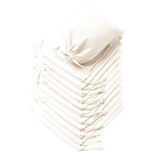 DR 100 Percent Cotton Muslin Drawstring Bags 12-Pack For Storage Pantry Gifts (6 x 8 inch, Beige)
