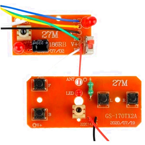 Jowxsx 2Pcs 27mhz Four-Way Remote Control Board Two-Way RC Transmitter and Receiver Toy Car Robot Model Accessories,DIY Toys Projects Four-Way Remote Control Remote and App Controlled Vehicles Accessories
