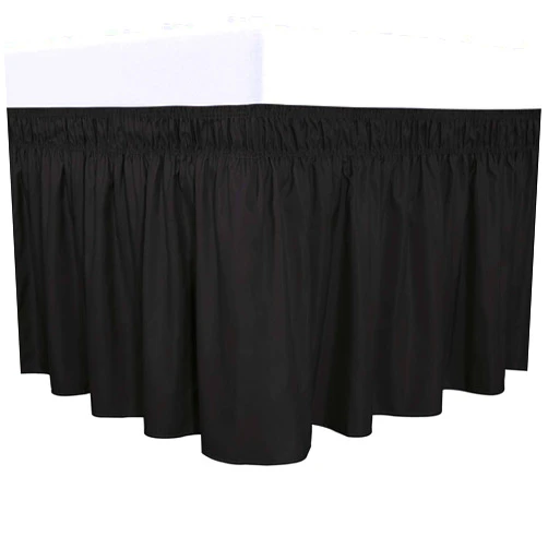 PureFit Wrap Around Ruffled Bed Skirt with Adjustable Elastic Belt - 18 Inch Drop Easy to Put On, Wrinkle Free Bedskirt Dust Ruffles, Bed Frame Cover for Queen, King and C-King Size Beds, Black