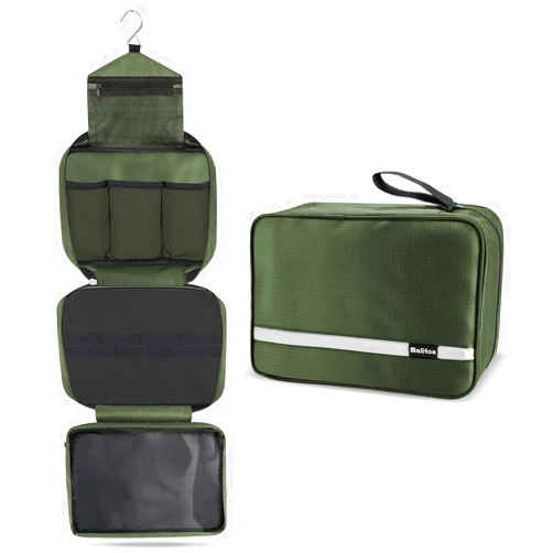 Maliton Travel Toiletry Bag for Men, Hanging Toiletry Bag with 4 Compartments, Portable Waterproof Compact Travel Bathroom Organizer, Ideal for Travel Daily Life (Olive Green)