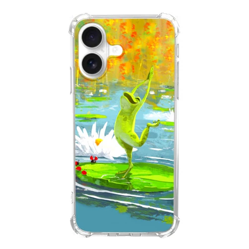 Junilotcik Dancing Frog Case Compatible with iPhone 16, Hippie Trippy Cute Frog Case for Teens Men and Women for iPhone 16, Unique Trendy TPU Bumper Phone Case