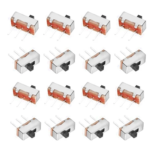 Fielect 20Pcs 2 Position 3Pin 1P2T Panel Mount Micro Slide Switch Latching Toggle Switch High Knob 2mm Handle Height Silver 50V 0.5A SS-12D00