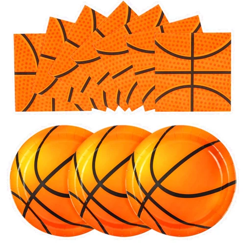 Xjoviative 40PCS Basketball Paper Plates and Napkins Party Supplies, Disposable Basketball Party Plates and Napkins Tableware Set for Kids Basketball Birthday Party Decorations Serves 20 Guests