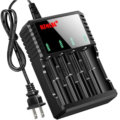 Skywolfeye 18650 Battery Charger Universal Smart Charger with LED Indicator for 3.7V Li-ion 26650 18500 16650 14500 Rechargeable Batteries (4-Slot)