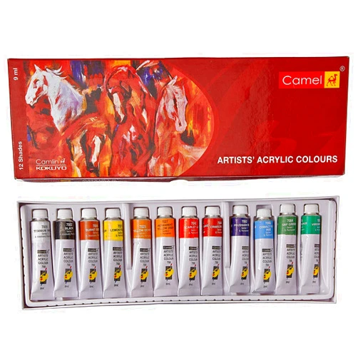 Camlin Camel Camlin Kokuyo Acrylic Color Box - 9ml Tubes, 12 Shades