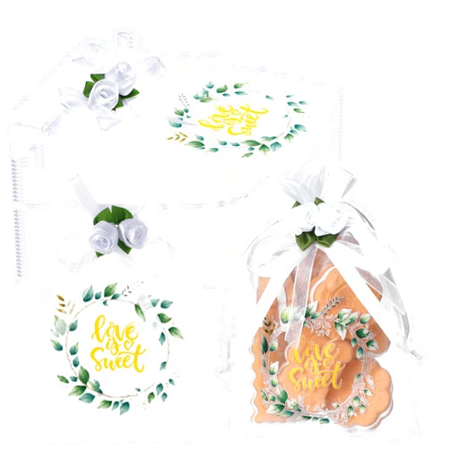 Windyun 100 Pcs Rose Organza Gift Bags Wedding Treat Candy Bags 4 x 6 Inch Small Eucalyptus Leave Gift Bags Mesh Drawstring Gift Bags Jewelry Pouches for Wedding Baby Shower Supply (Sweet)