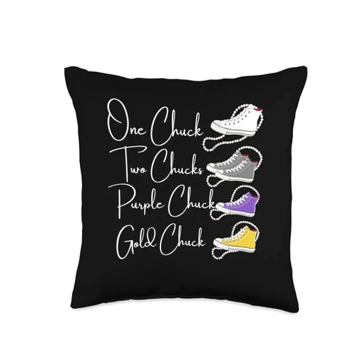 Chucks and Pearls Teachers Melanin Divine Nine Chucks and Pearls Divine Nine Black Girl Magic Purple Gold Throw Pillow, 16x16, Multicolor