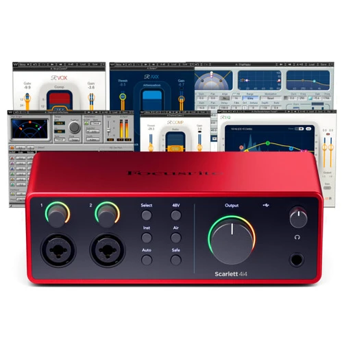 AudioDeluxe Focusrite Scarlett 4i4 (4th Gen) USB Audio Interface and Waves Musicians 2 Bundle