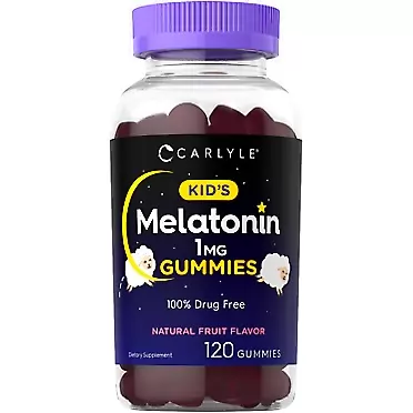 Carlyle Kids Melatonin Gummies | 1 mg 120 Count | Nighttime Sleep Aid | Fruit Flavor Gummy | Vegan, Non-GMO, Gluten Free | by Carlyle