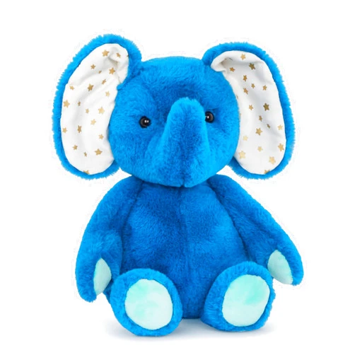 B. toys - Baby Elephant Stuffed Animal - 12 Inch Soft Plush Toy with Machine Washable Blue Fabric - Cuddly Companion with Patterned Ears for Bedtime, Playtime & Travel - Safe for Infants & Toddlers
