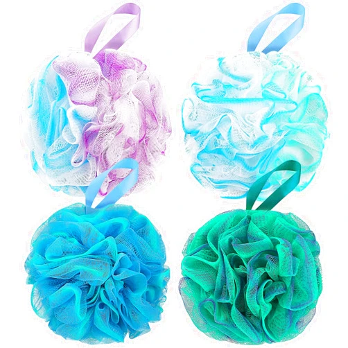 PEYIL Bath Shower Loofah Sponge 75g/PCS Bath Shower Bath Sponge Shower for Women and Men- Set of 4- Flower Color