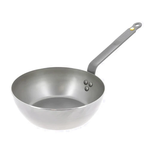 de Buyer MINERAL B Carbon Steel Country Fry Pan - 9.5” - Ideal for Sauteing, Simmering, Deep Frying & Stir Frying - Naturally Nonstick - Made in France