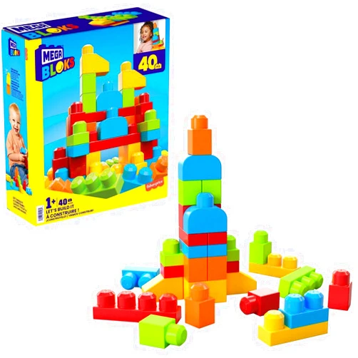 Mega Brands MEGA BLOKS - HKN40 - Let's Build It - Building Block Set, 40 Pieces, Toy for Babies and Children from 1 to 5 Years Old