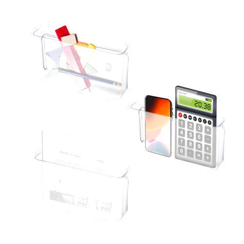 Voittozege 3 Pack Plastic Wall Folders, Acrylic Single Pocket Wall Mount File Holder Clear Hanging Wall File Organizer Plastic Single Pocket Hanging for Office Home Bathroom, 8.6x4.7x2.1 Inch