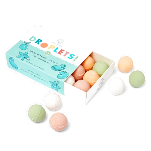 Dabble & Dollop Bath Bombs, 100% Natural Bath Bombs for Kids, Original Scents - USA Made, Moisturizing & Fun Droplets, Paraben & Sulfate Free, Vegan, Gluten-Free, Tear-Free (Set of 12)