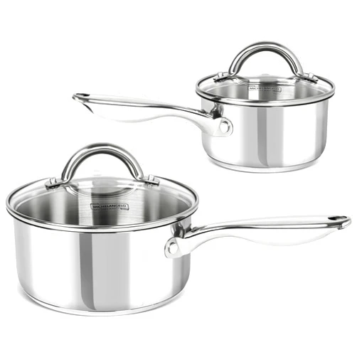 MICHELANGELO Saucepan Set 4pc, 18/10 Stainless Steel Sauce Pan with Lid, Tri-Ply Bottom Sauce Pot Set, Nonstick Saucepan, Dishwasher Safe, 1QT & 2QT