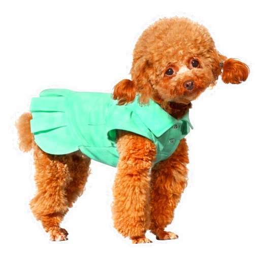 Topkins Dog Dress, Cute Puppy Dress for Small Medium Dogs Girl, Dog Polo Shirts Dress with Pleated Hem, Dog Summer Dress, Dog Birthday Dress Suitable for Spring, Summer, Autumn (Mint Green, L)
