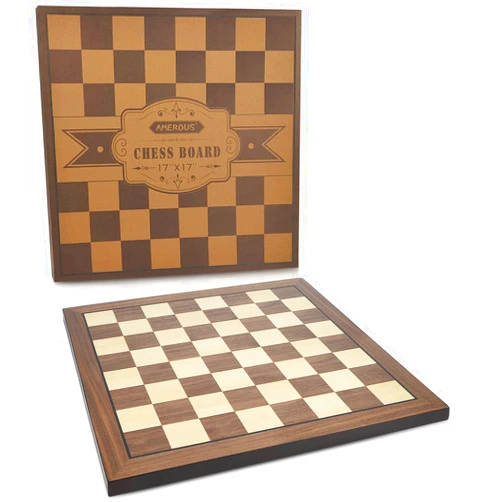 AMEROUS 17 Inches Wooden Chess Board Only, Professional Tournament Chess Board Large with Gift Package - Chess Rules, Beginner Chess Board Game for Kids, Adults