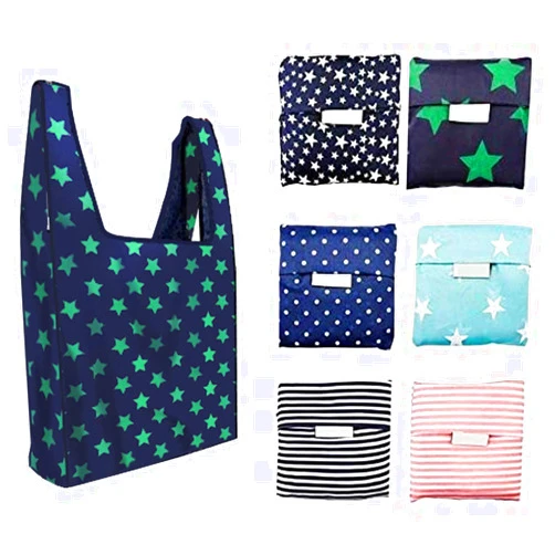 Reroucky 6 Pack Reusable Shopping Grocery Bags with Pouch Foldable, Washable , 35LB Weight Capacity, Heavy Duty Tote, Eco-Friendly Purse Bag Fits in Pocket Waterproof & Lightweight