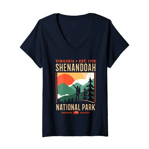 Shenandoah United States USA Unique Items Womens Shenandoah US National Park Virginia Gift V-Neck T-Shirt