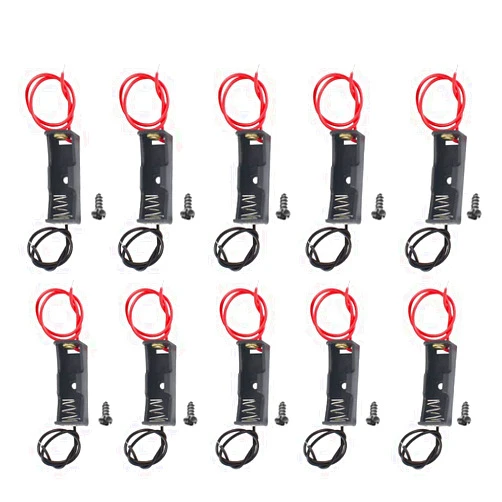 RHCXCYTJ 23A Battery Holder, 12V A23 Black Plastic Battery Case Holder with Black and Red Wire Leads (Pack of 10)